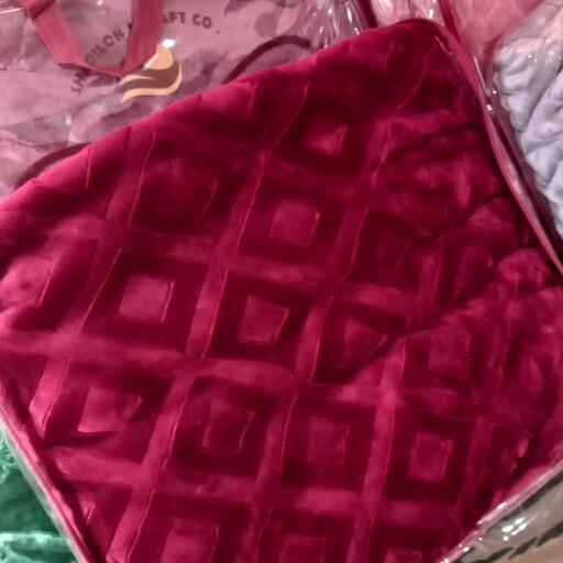 پتو شادیلون پتو دونفره تکرنگ طرح برجسته، پتو روتختی